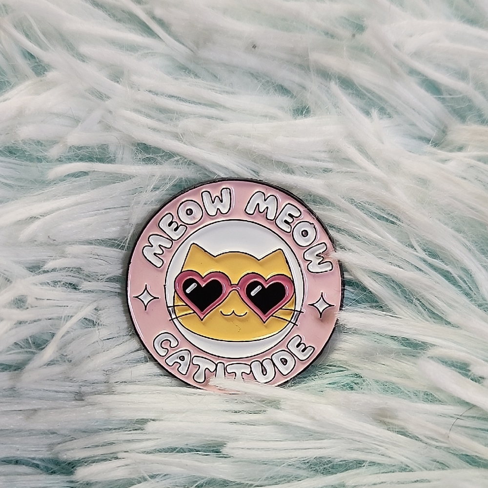 Pink and Yellow Catitude Enamel Pin